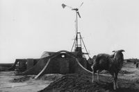 Djaima construction with wind turbine pump